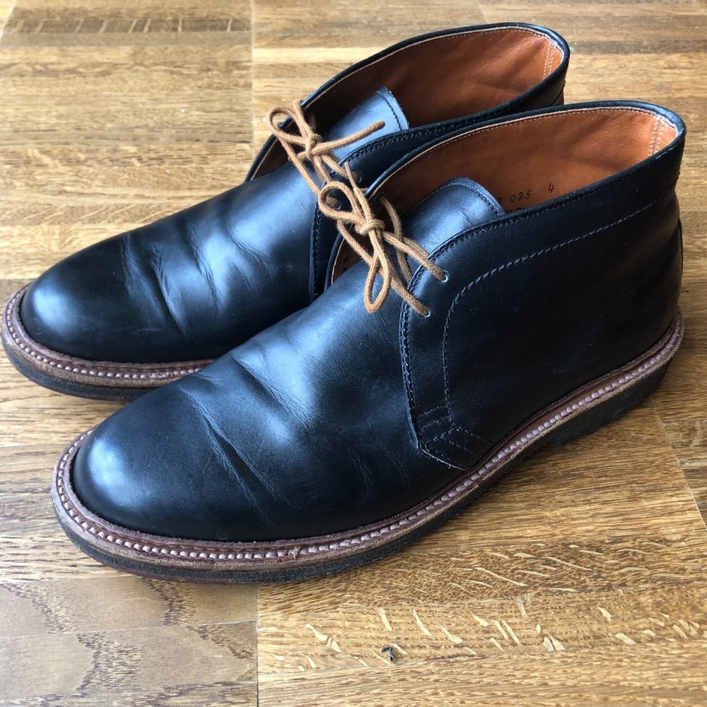 Alden Chukka Boots Size 9 B/D Smooth Matte Black Leather
